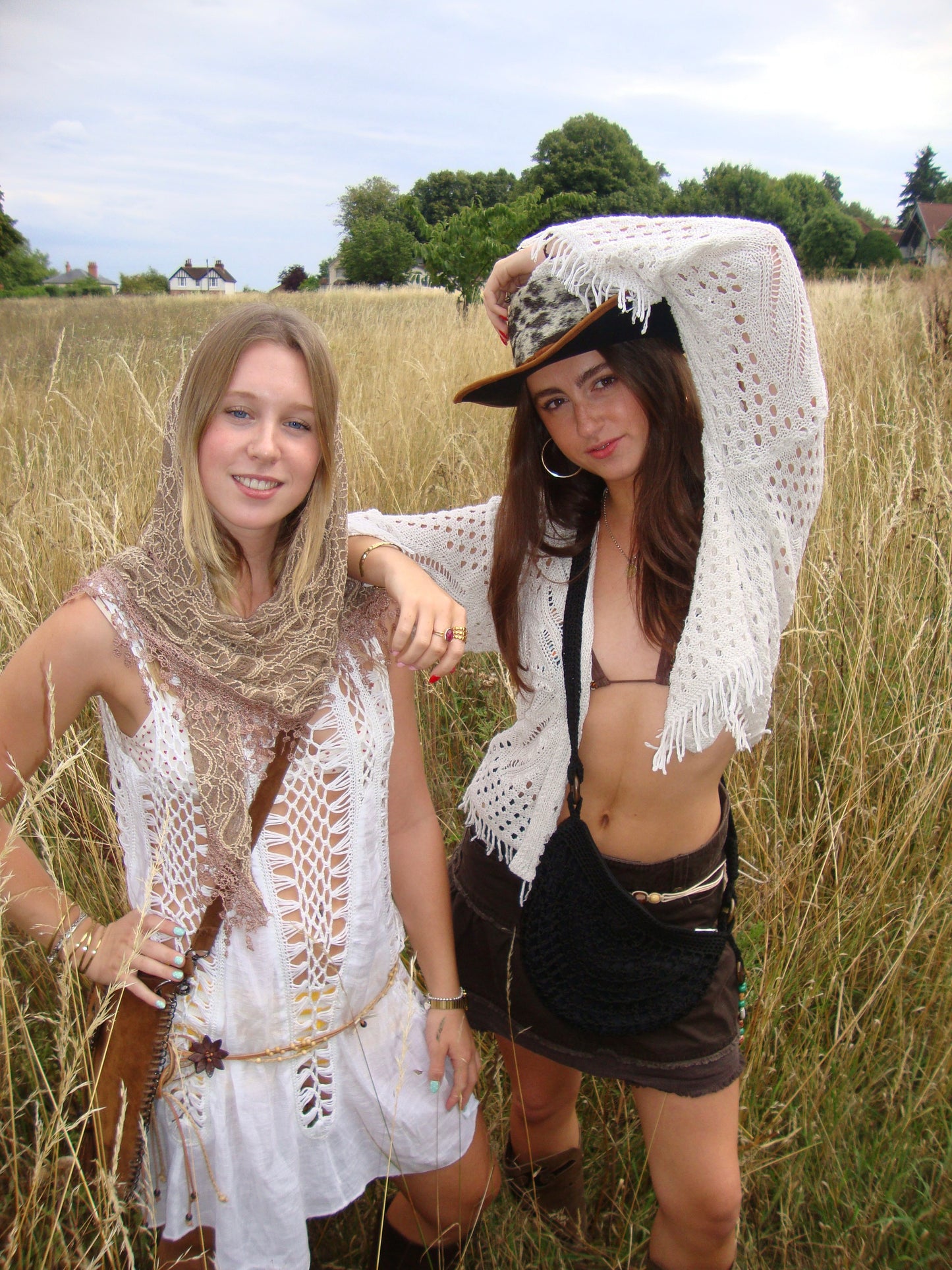 Boho white crochet dress