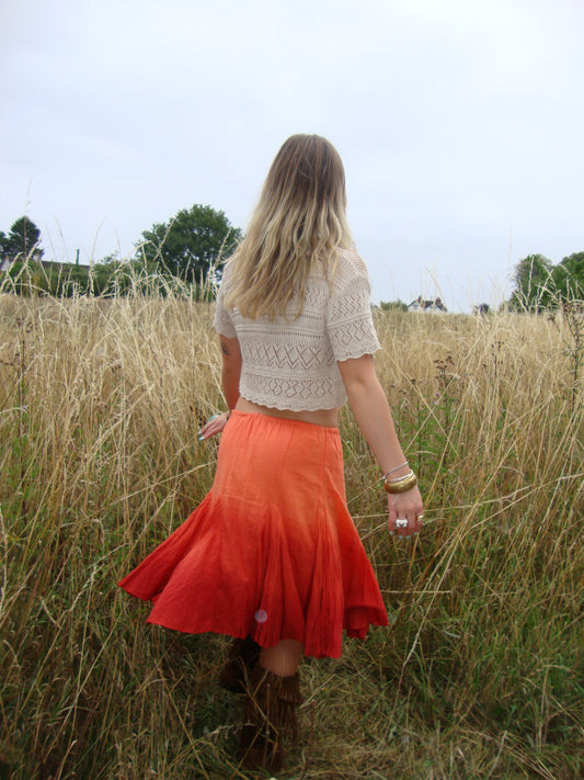 Cache cache orange floaty midi skirt