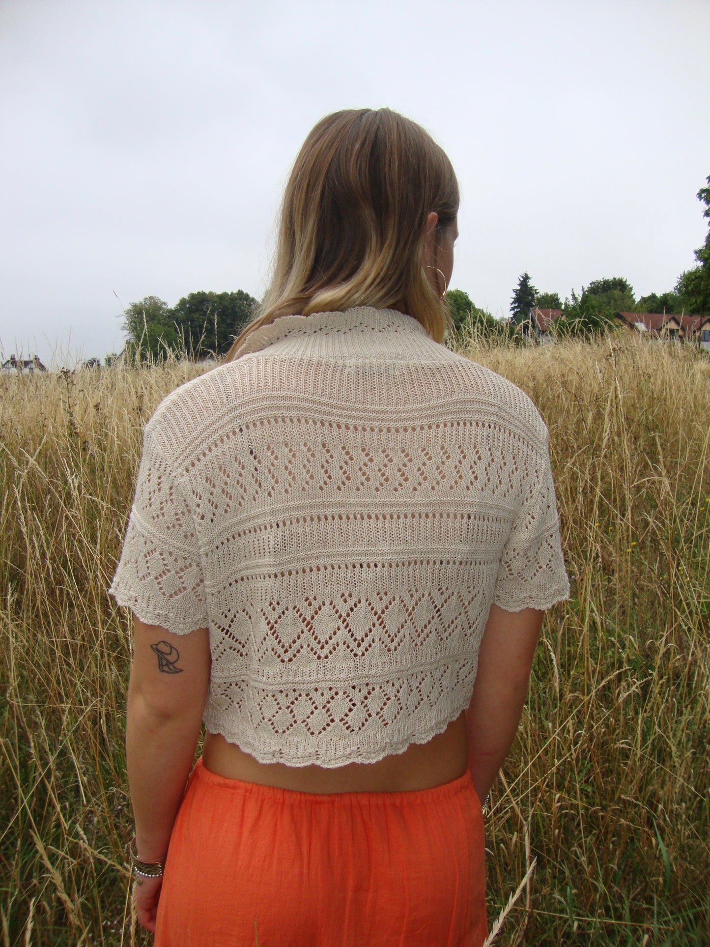 Cream crochet shrug