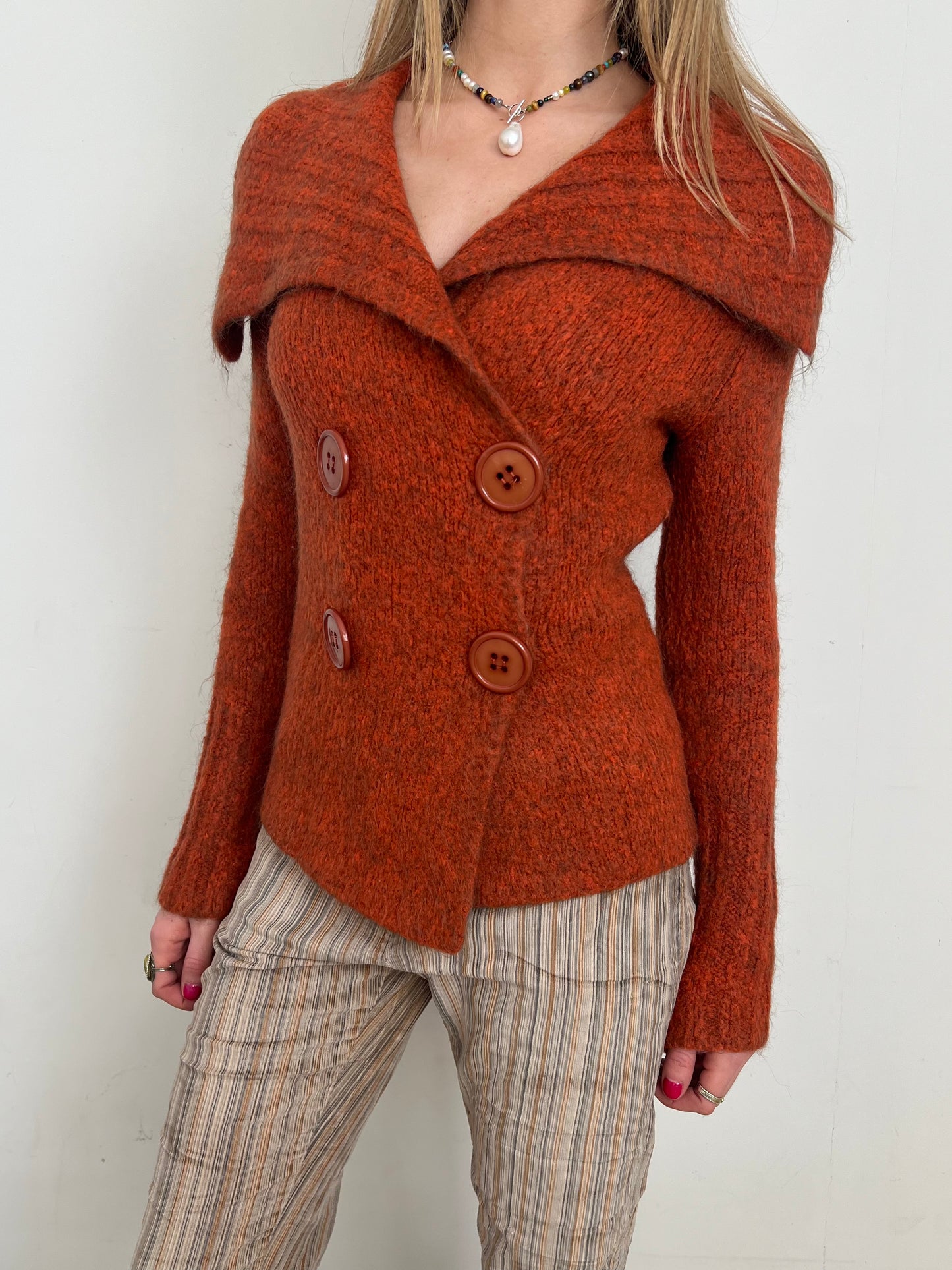 mohair double button knit, M