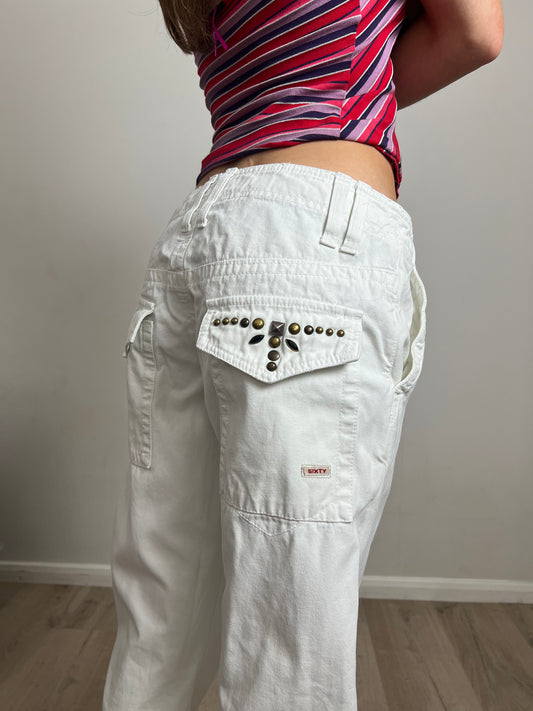 studded white jeans, 31"