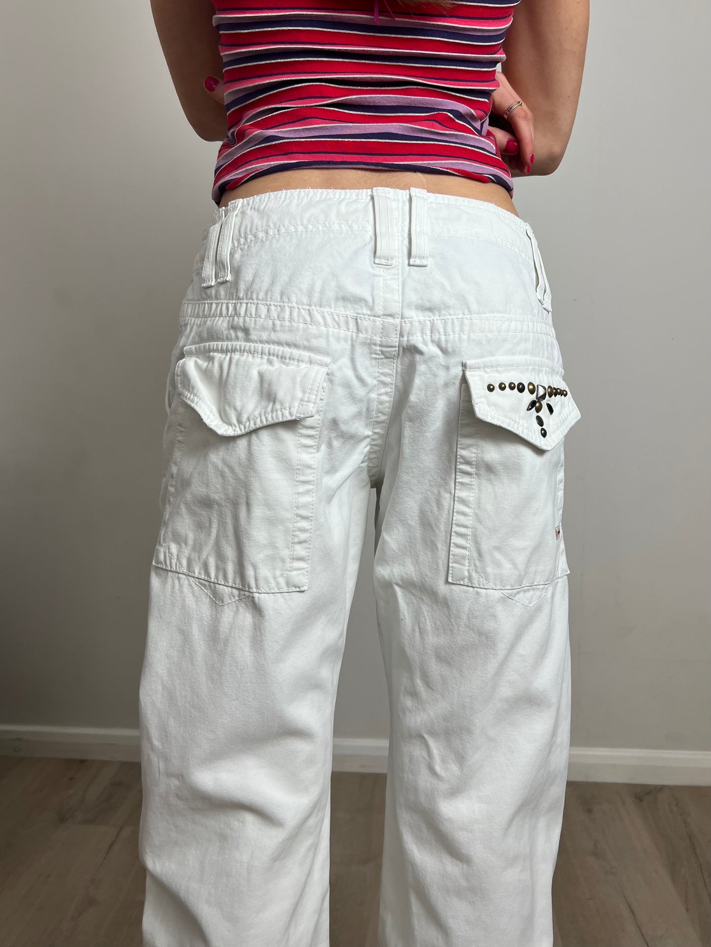 studded white jeans, 31"