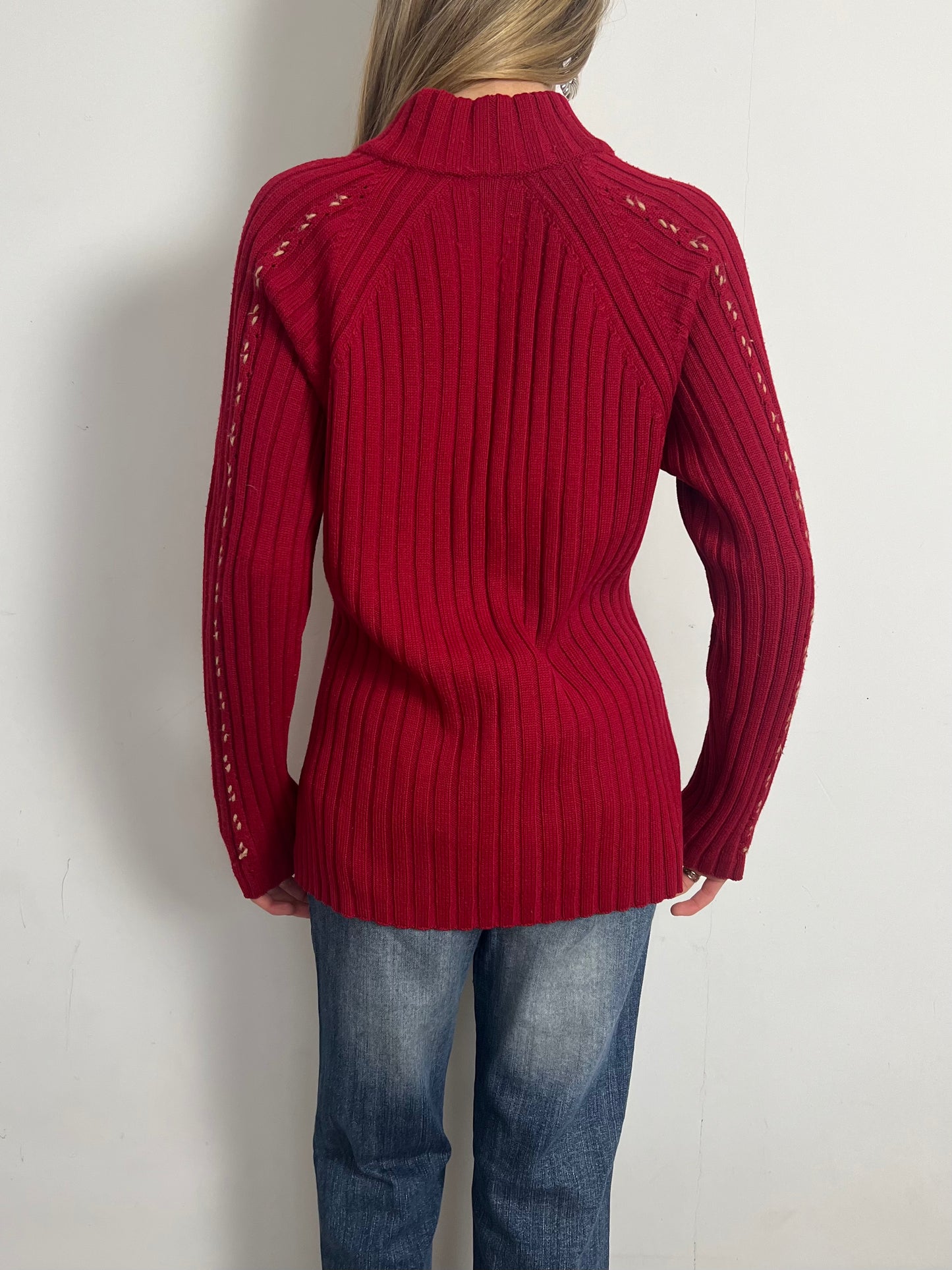 oversized double zip knit, XL