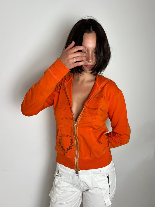 Pepe jeans orange hooded zip up, L