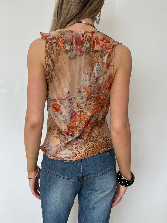silk sequin top, M