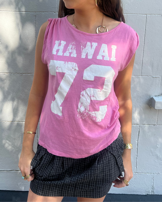 Pink graphic 'Hawai 72' tank top