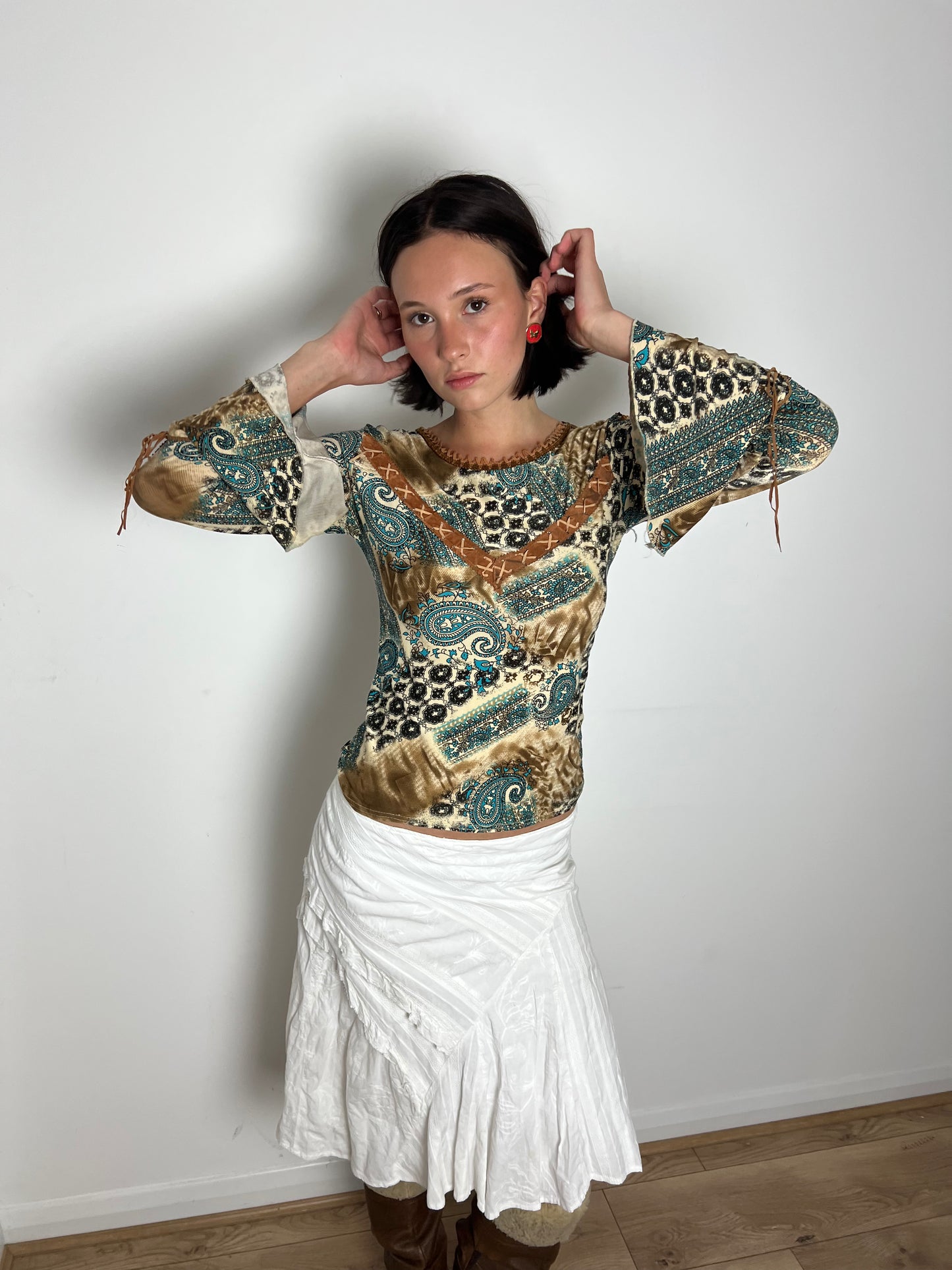 Vintage paisley print top, S