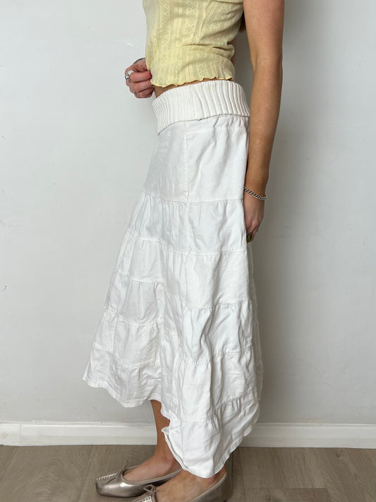 tiered midi skirt, S