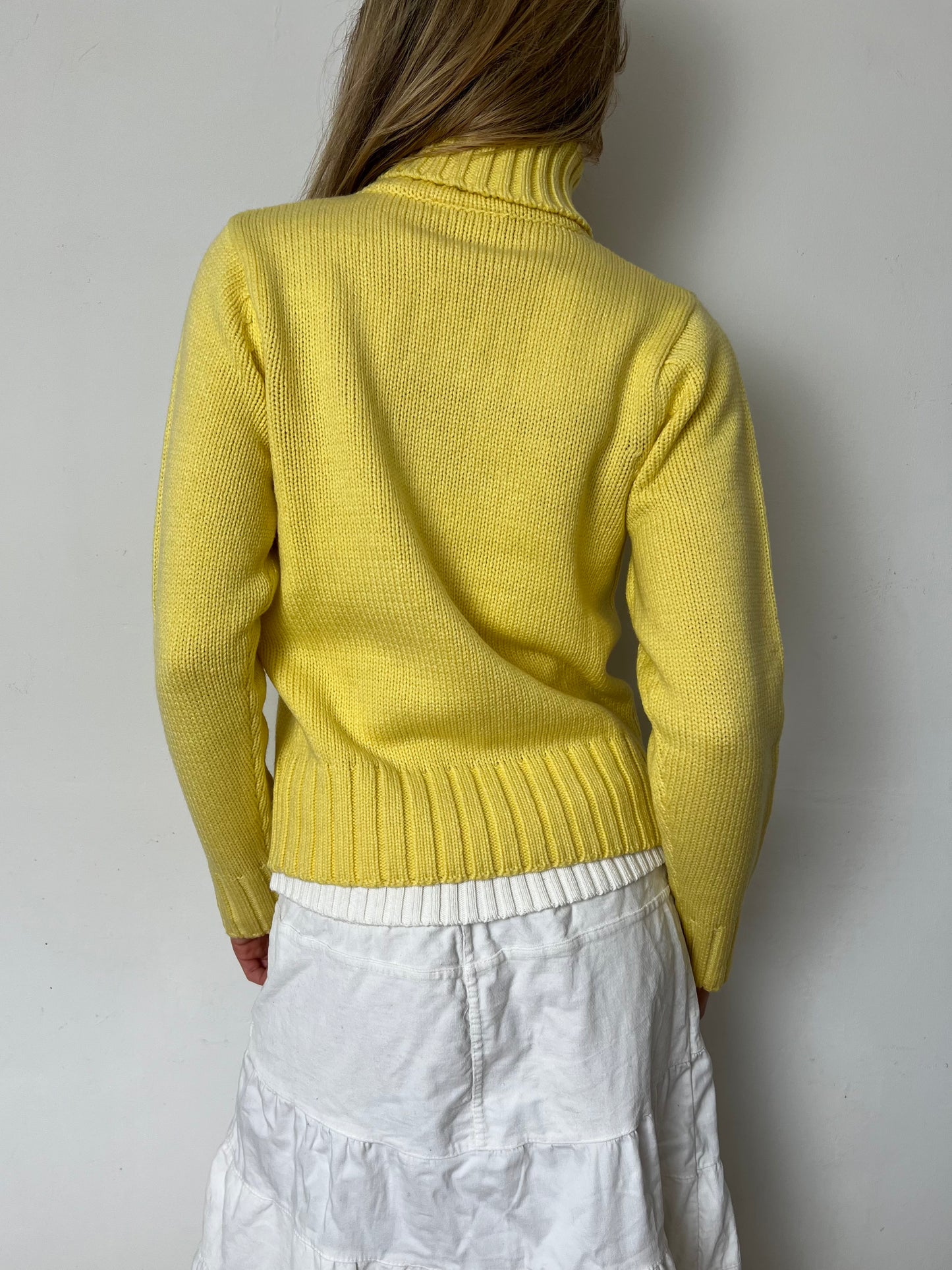 yellow knit turtleneck, M