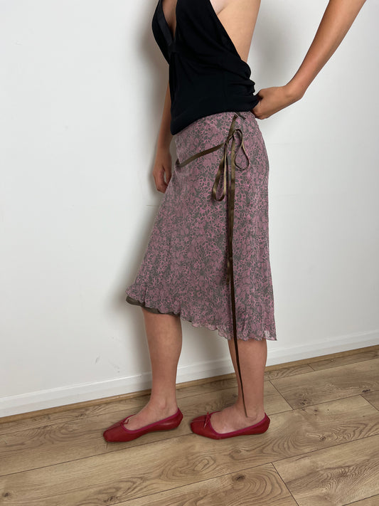 Vintage floral scallop hem skirt, M