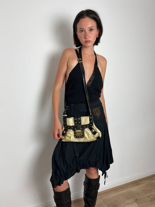 Vintage gold studded crossbody bag