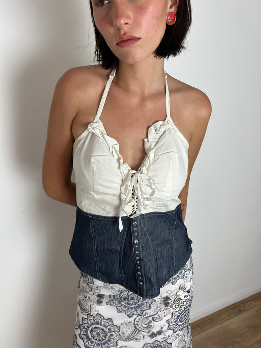 Vintage corset halter top, M