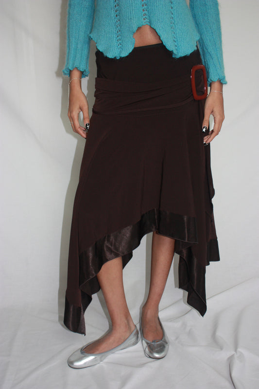 brown asymmetrical skirt, M