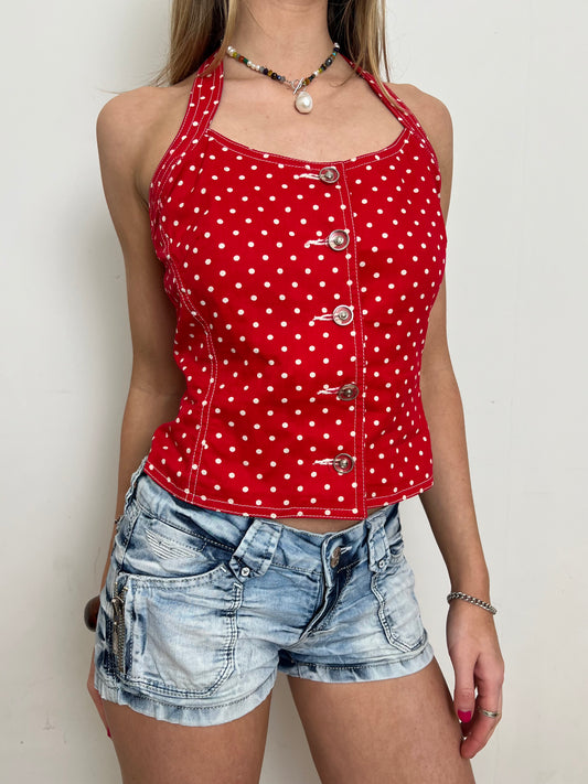 polka dot top, M