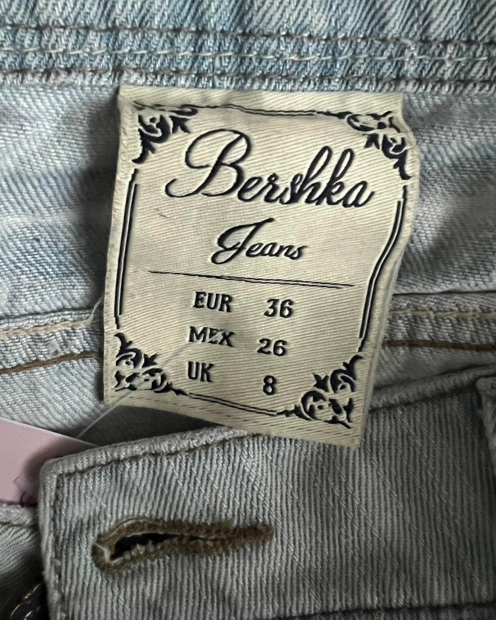 light wash denim mini skirt