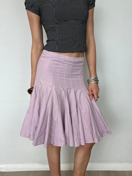 pink pleated midi skirt, XS/S