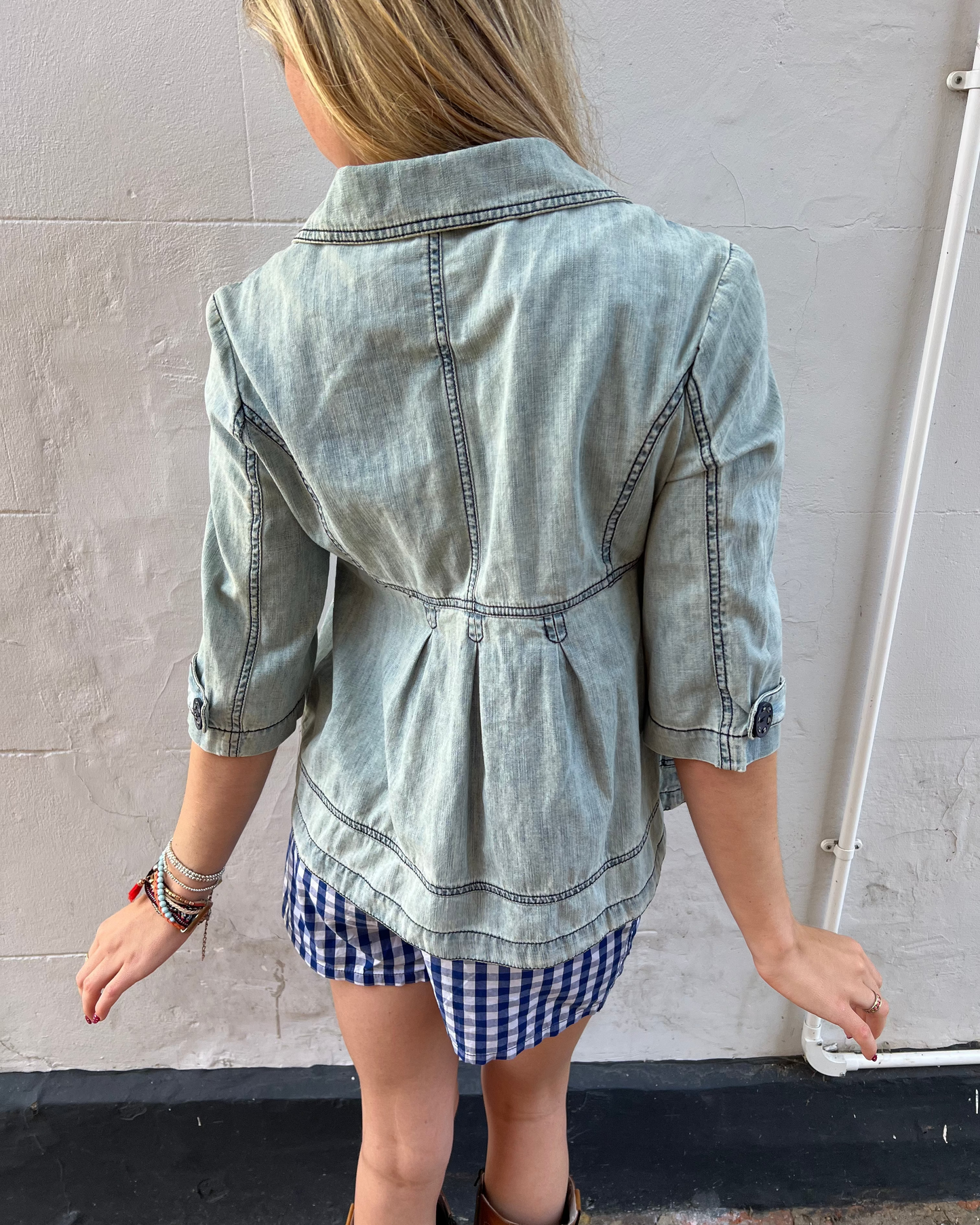 Denim swing jacket