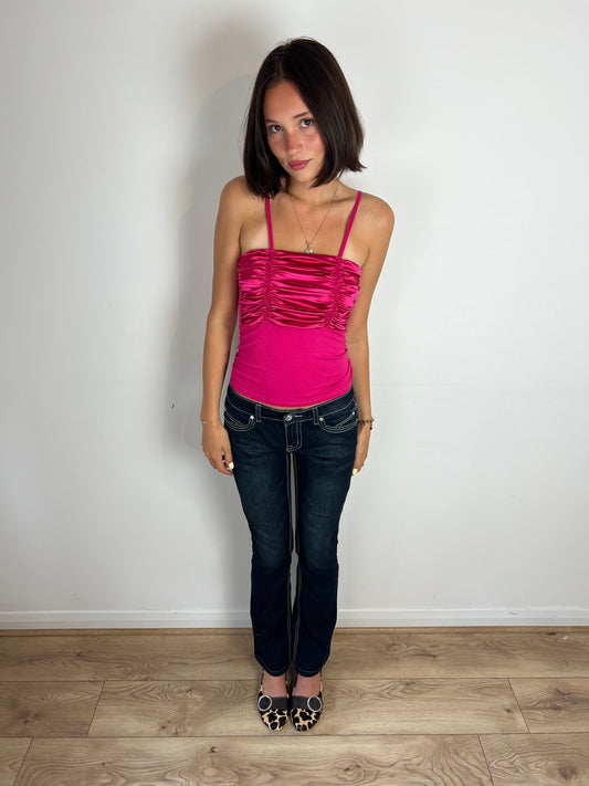 Bebe darkwash straight leg jeans, S