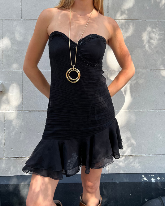 Morgan de Toi black strapless mini dress