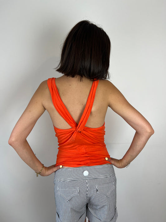 Morgan de toi orange cowl neck top, S/M