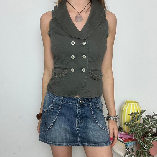 khaki double breasted waistcoat
