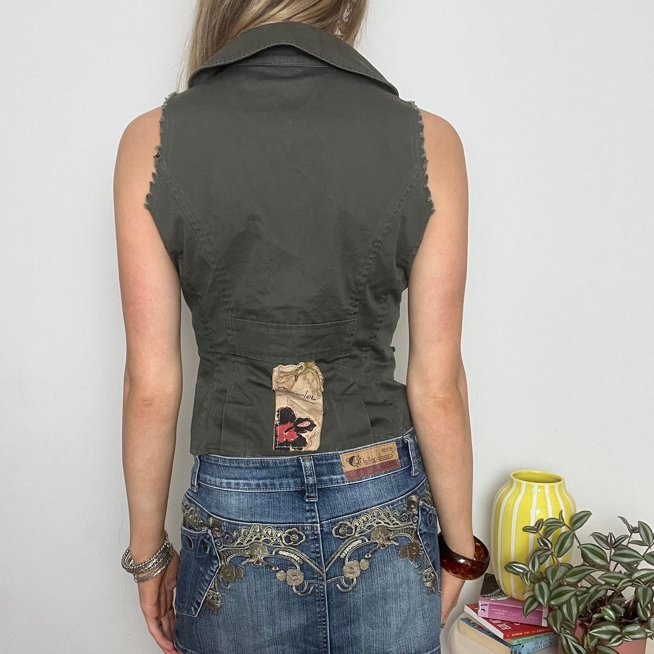 khaki double breasted waistcoat