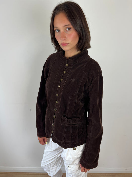 Vintage brown corduroy military jacket, M