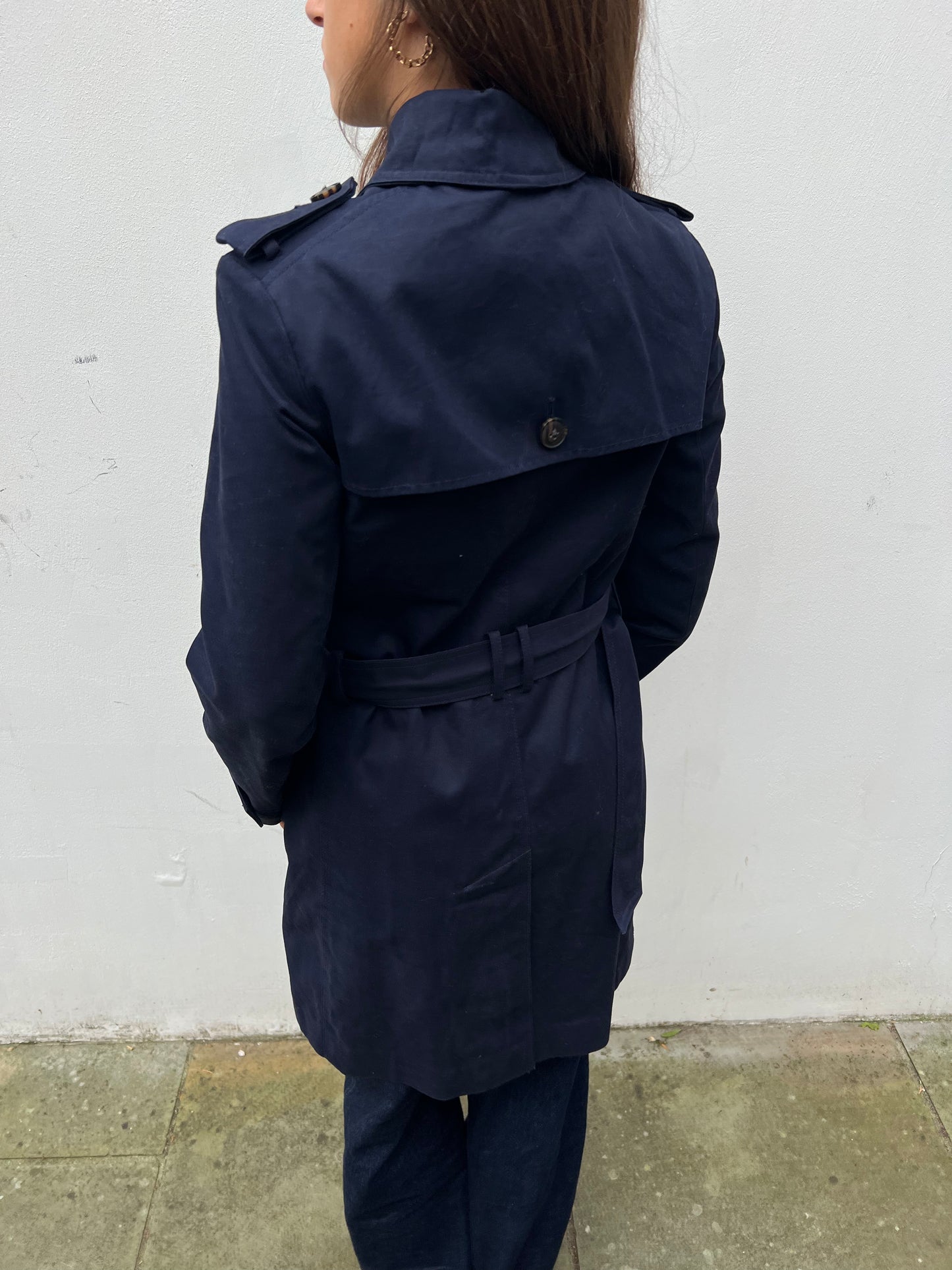 navy trench coat