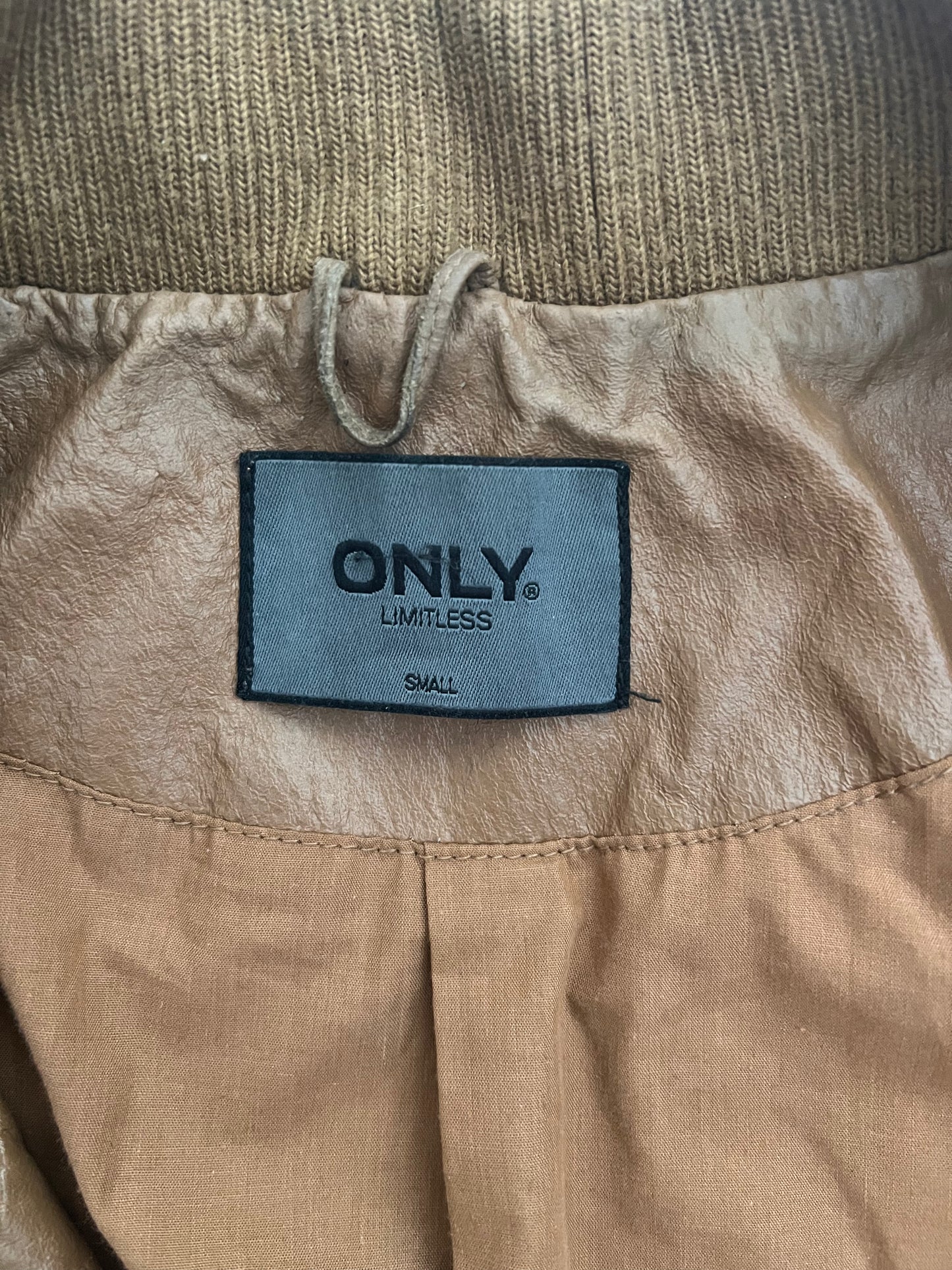 vintage brown leather bomber jacket, S