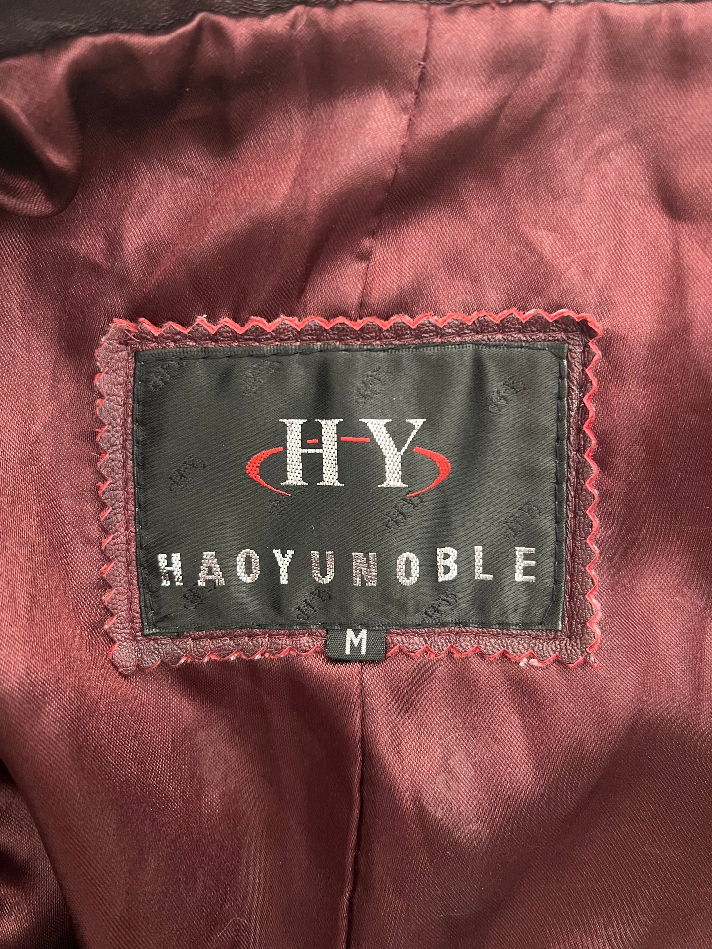 vintage burgundy button up leather jacket