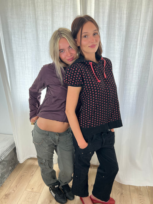 Vintage polka dot hooded top