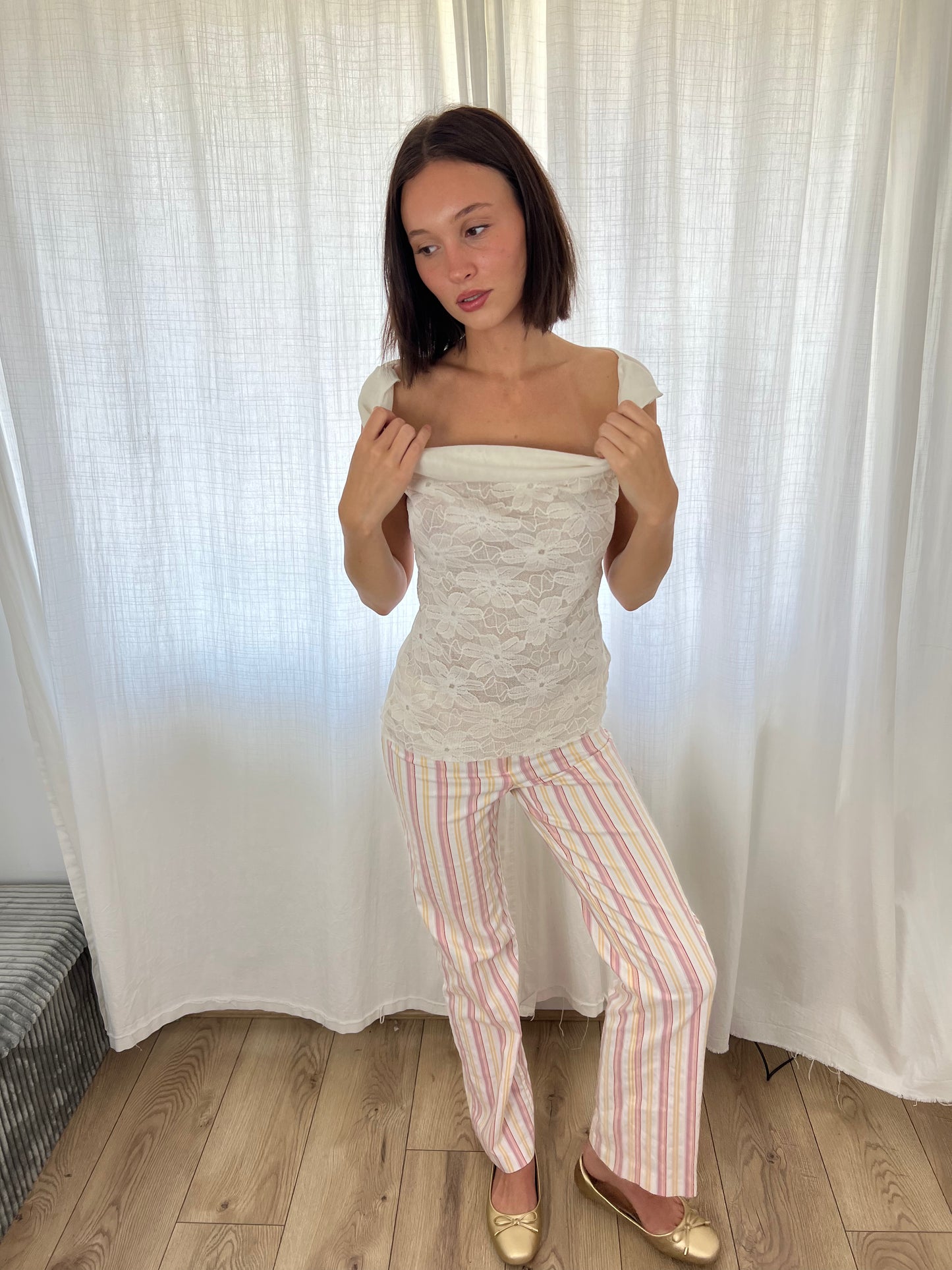 Vintage white floral top