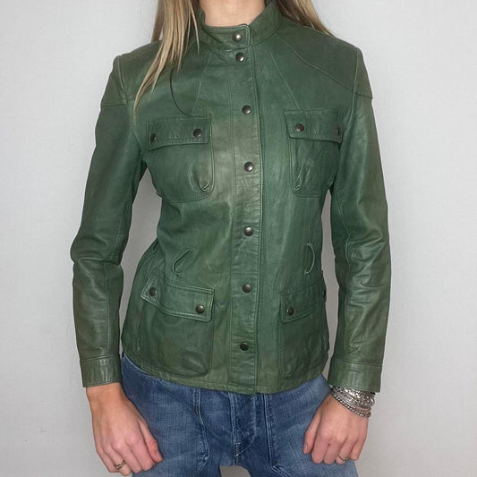 green leather jacket, M