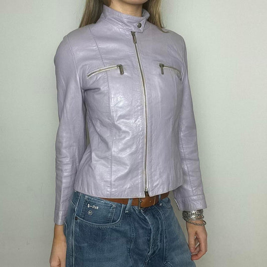 lilac leather jacket, M