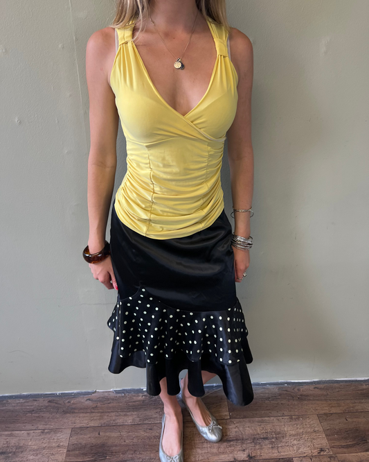 vintage 00s yellow ruched cami top