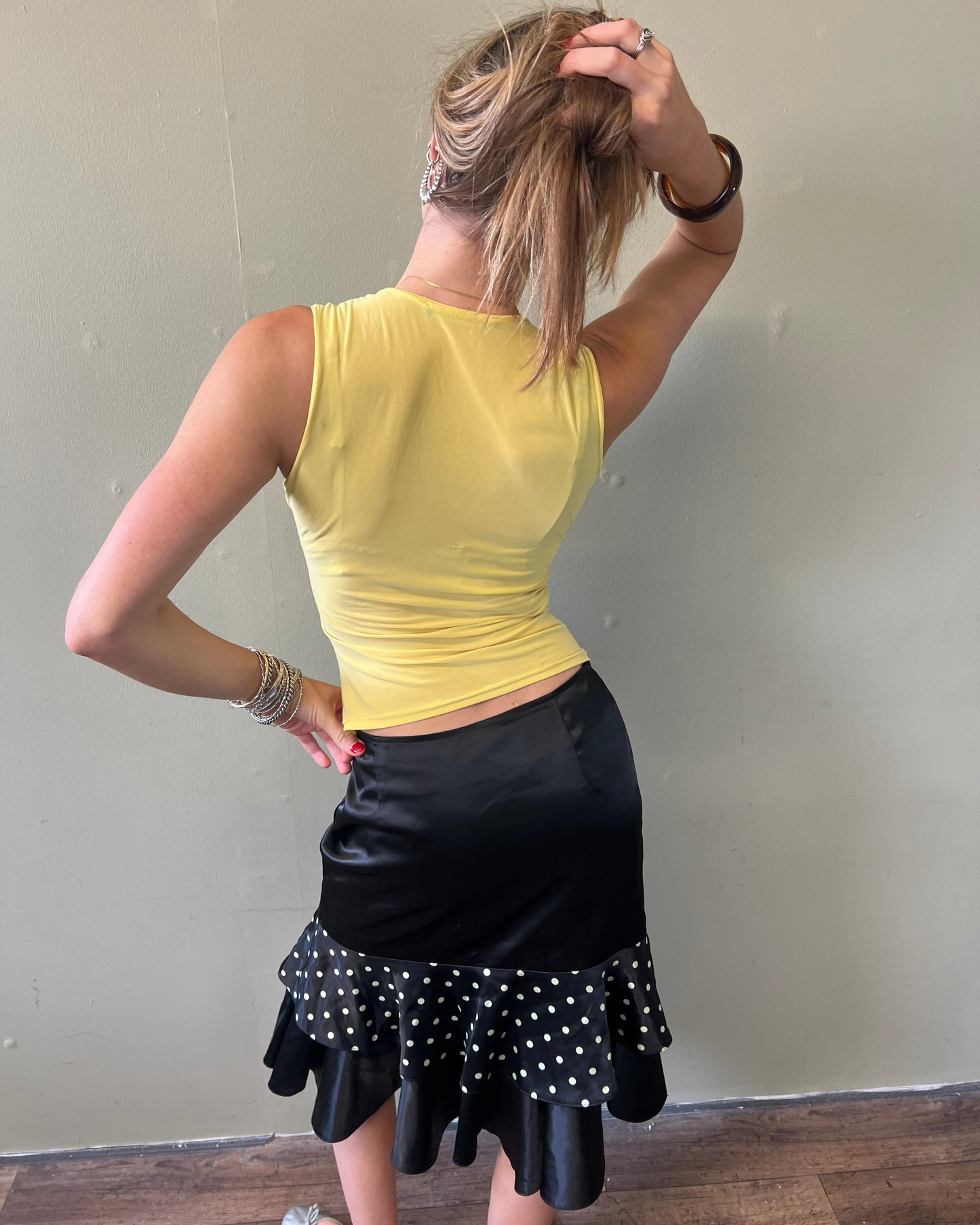 vintage 00s yellow ruched cami top