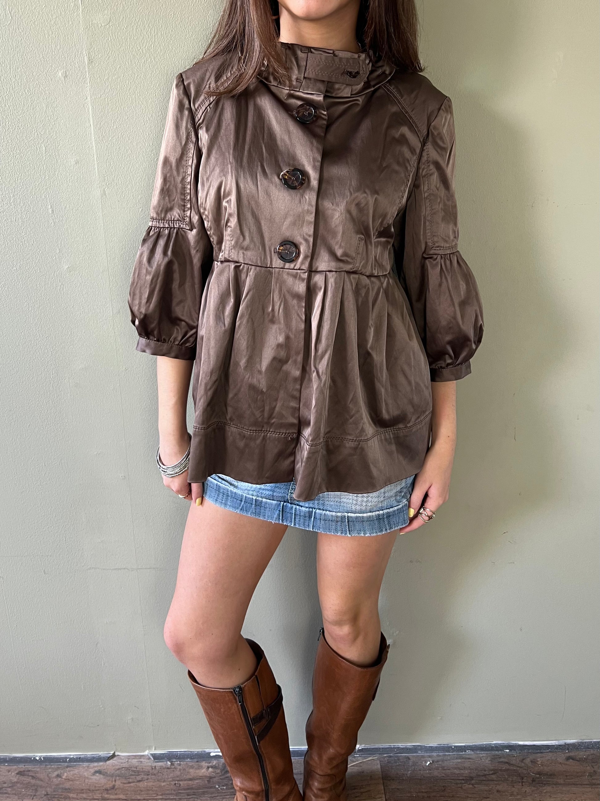 brown peacoat