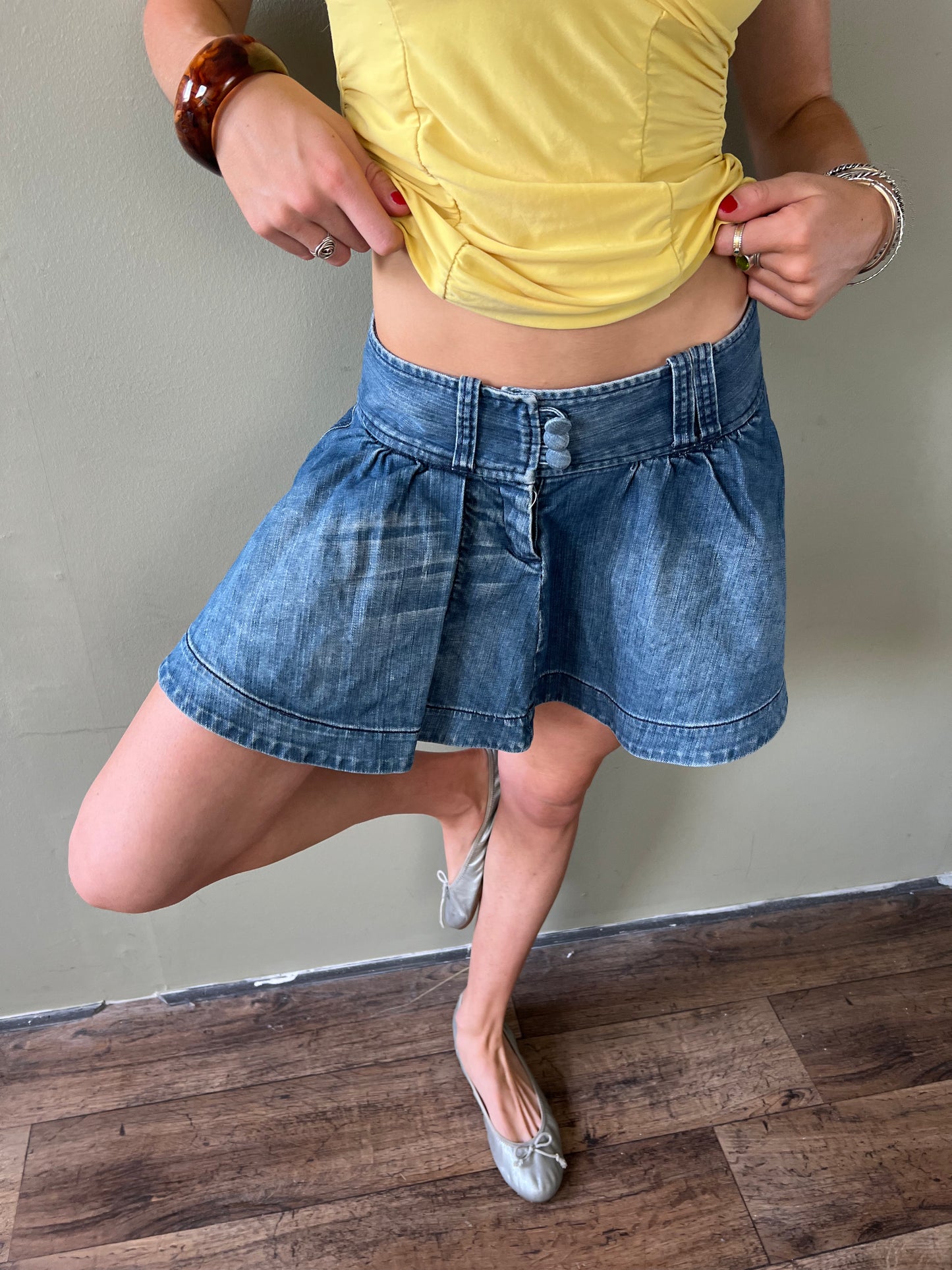 vintage Armani exchange denim pleated mini skirt