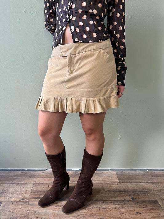 vintage 00s brown corduroy pleated mini skirt