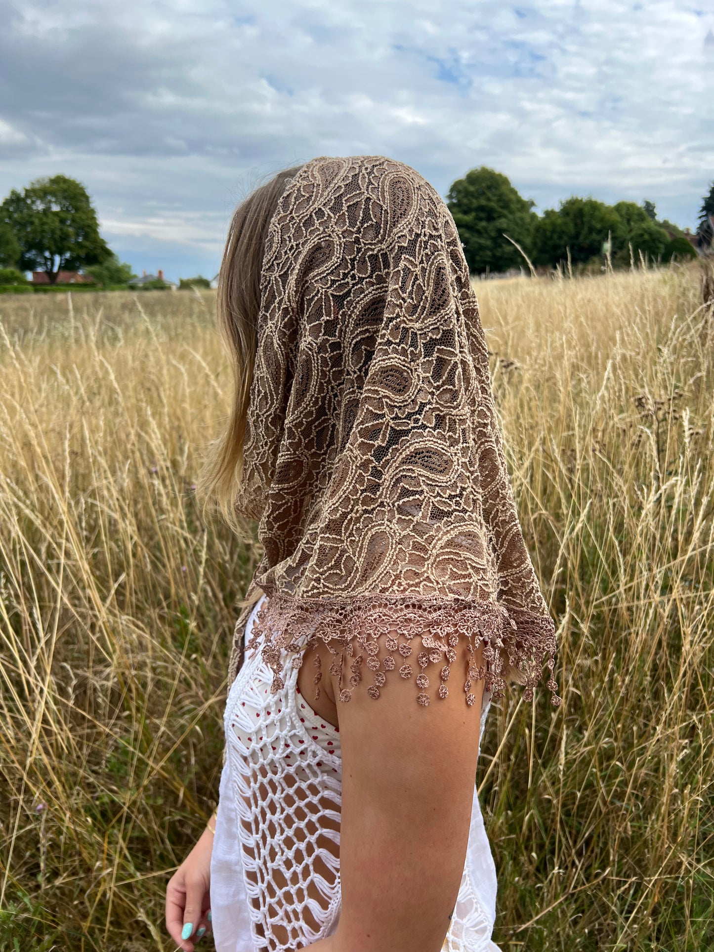 Brown lace scarf accessory