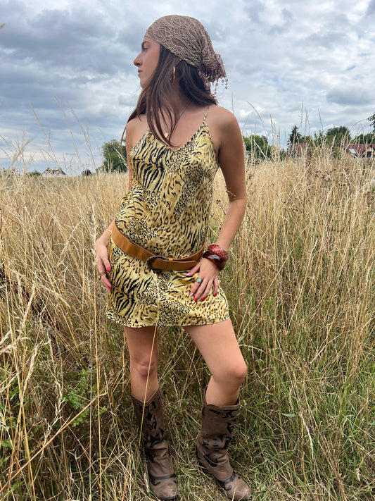 Animal print mini slip dress