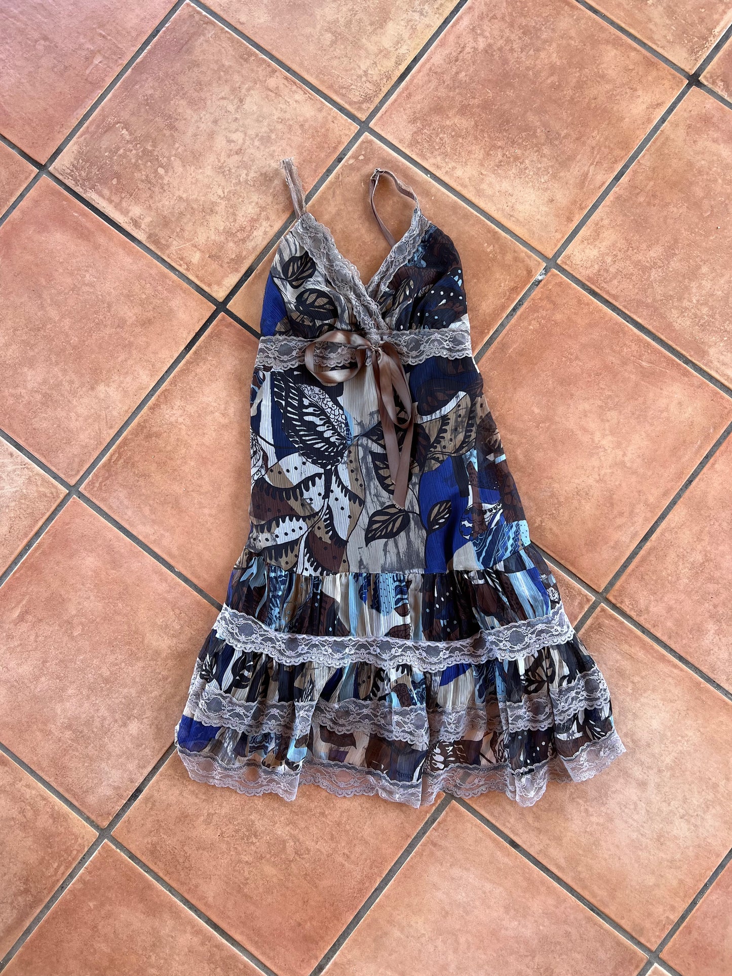 lace trim slip dress, S