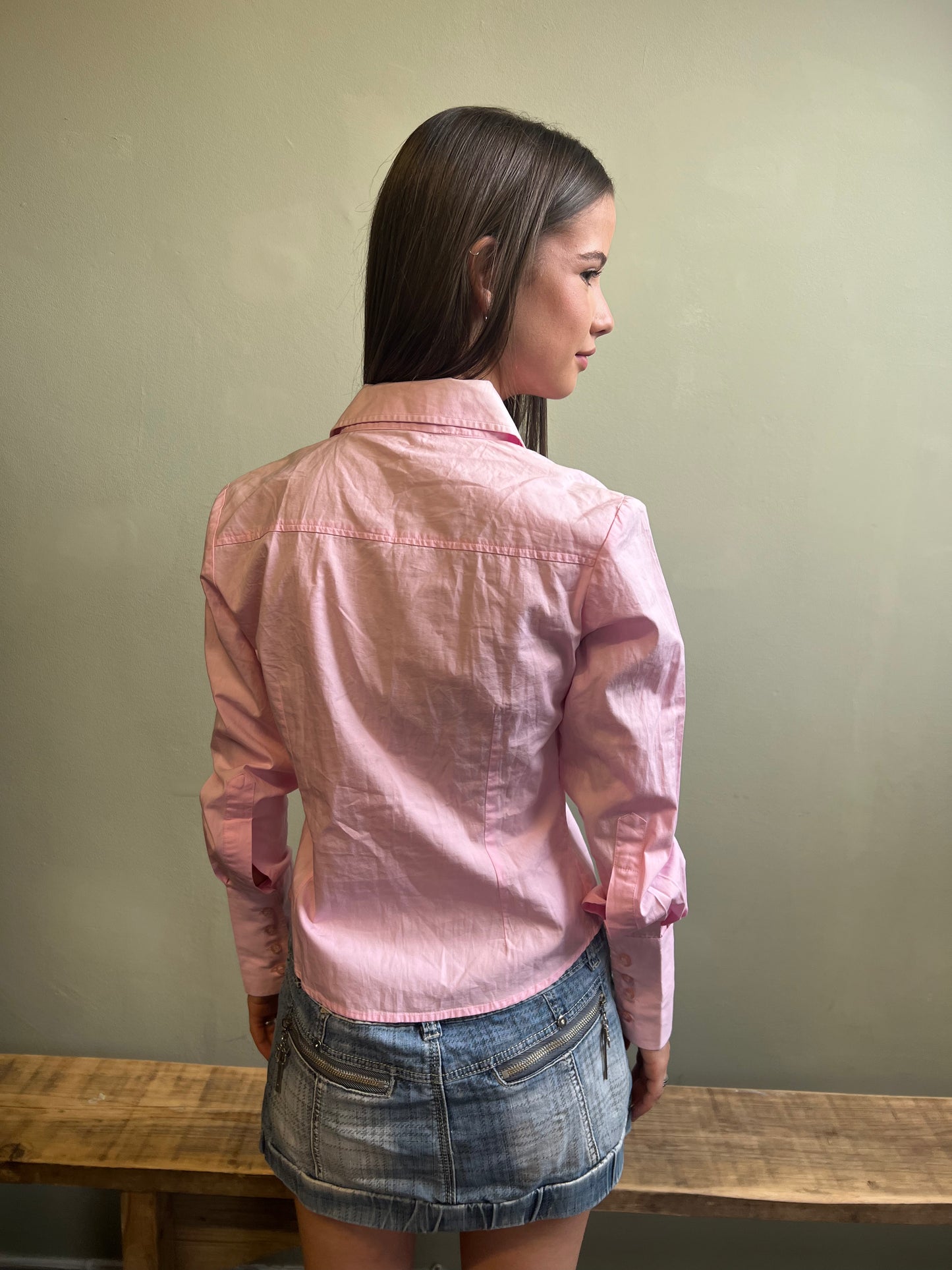 vintage 00s 'terranova' baby pink shirt