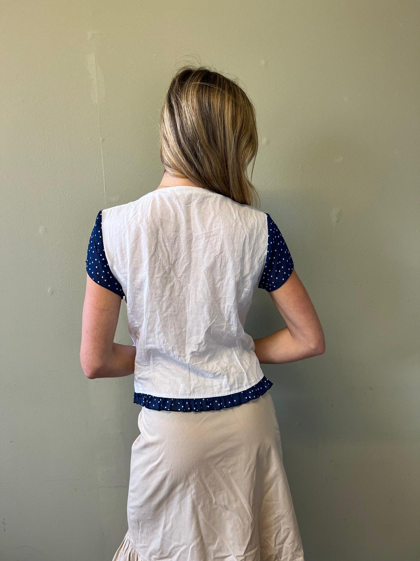 vintage 00s polka dot blouse