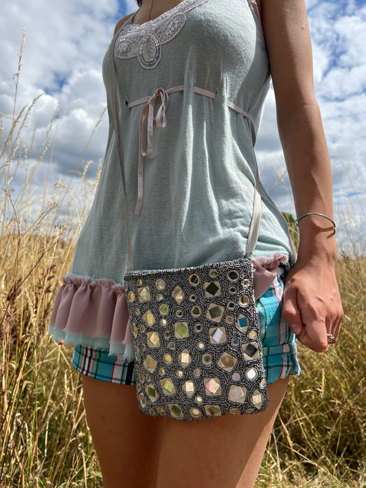 Silver cross body bag