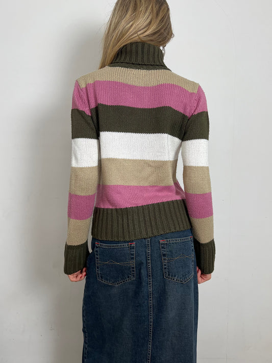 striped knit jumper, M