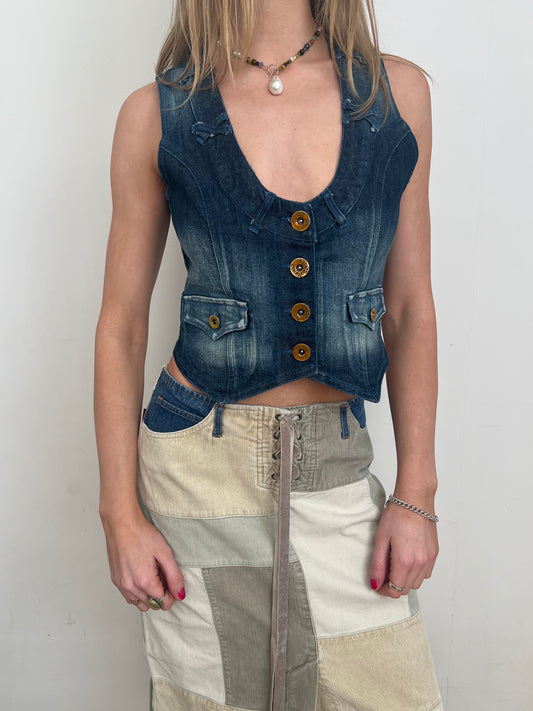 denim waistcoat, S