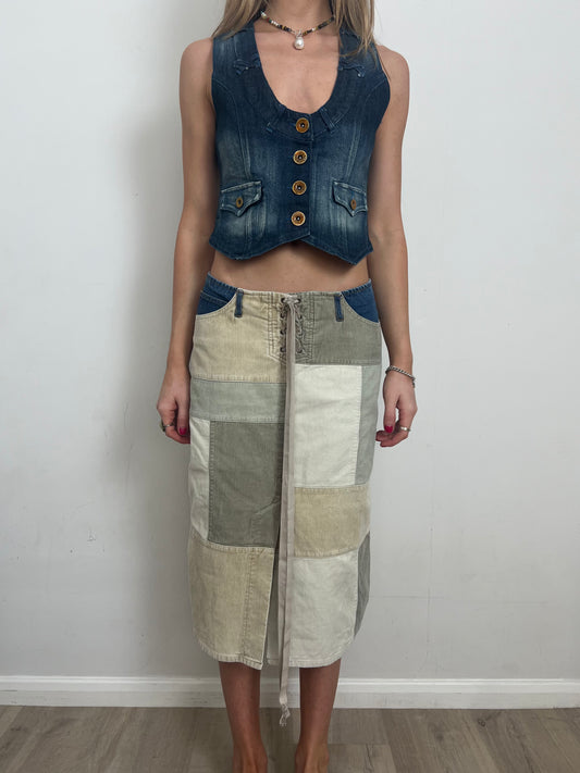 espirit patchwork skirt, L