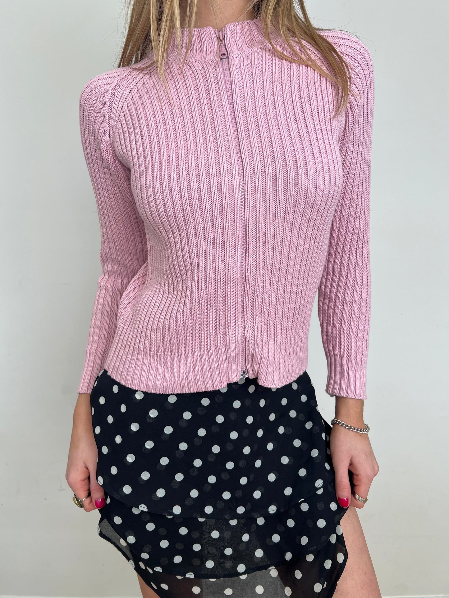 knit zip up, XS/S