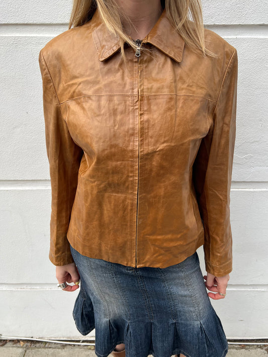 tan leather jacket vintage